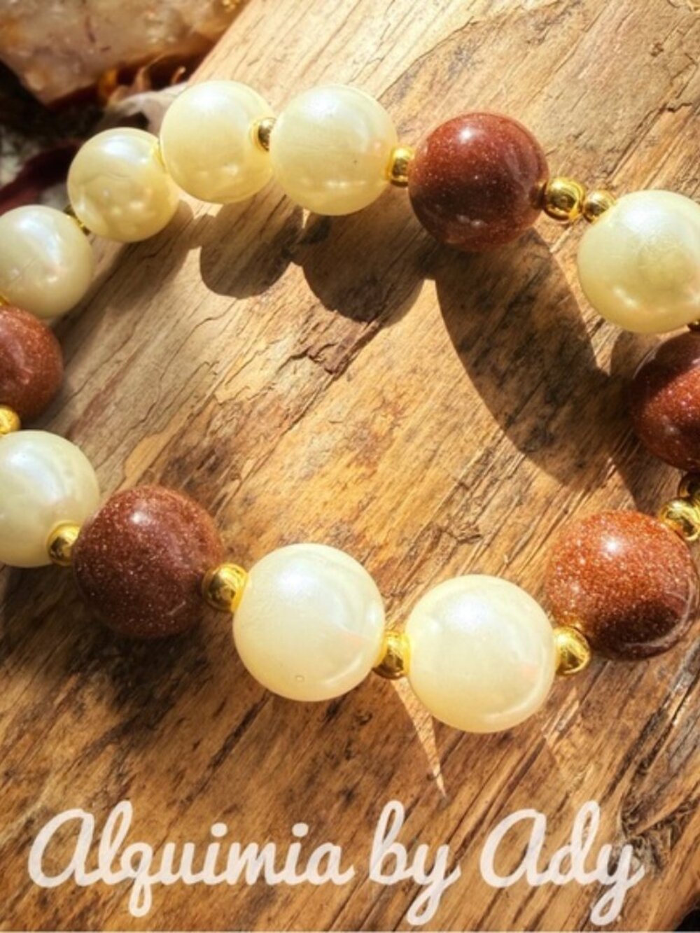 BAROQUE Chunky pearl beaded bohemian bracelet  GOLDSTONE
